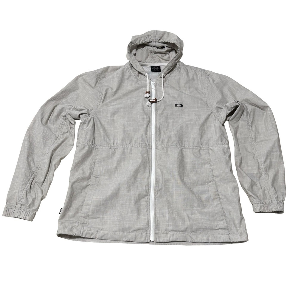 Oakley Women's Gray Cotton Full Zip Up Hooded Vented Jacket Size XL